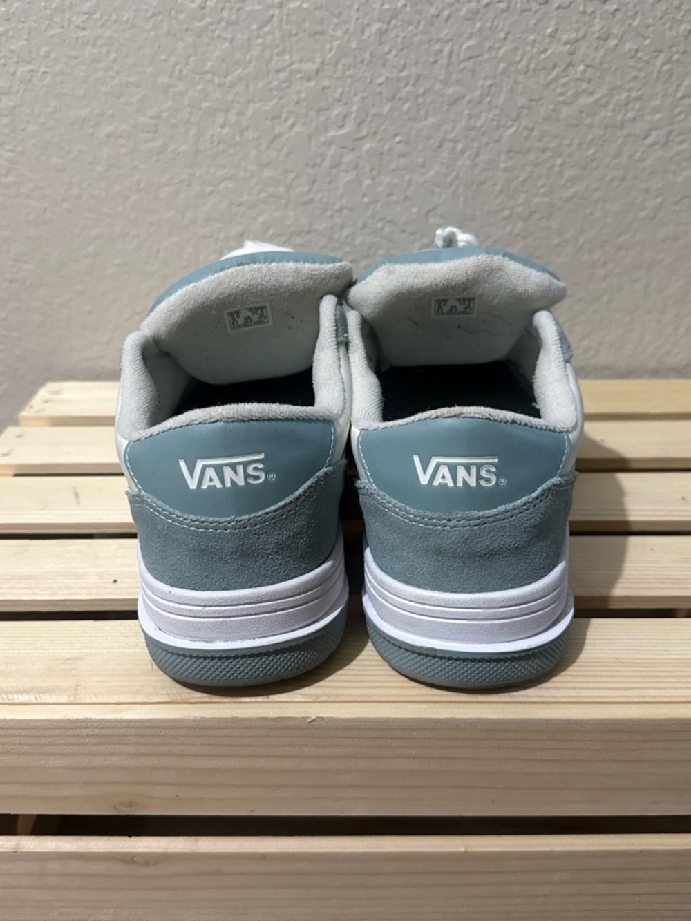 Vans Low-Top Skate Shoes in Light Blue and White with Black Accent - Picture 2 of 3